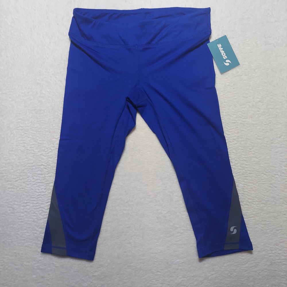 Soffe Capri Leggings Juniors Medium Royal Blue Brand New Colorblock Dri 1186V